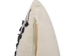 Almofada Decorativa Em Algodao Creme E Preto Com Padrao Geometrico 45 X 45 Cm Myrtus