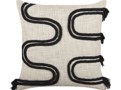 Almofada Decorativa Em Algodao Creme E Preto 45 X 45 Cm Fuchsia