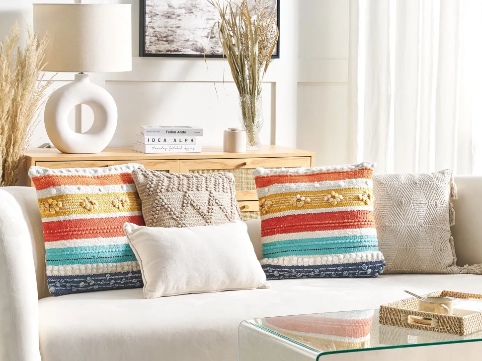 Almofada Decorativa Em Algodao Multicolor As Riscas 45 X 45 Cm Dicliptera