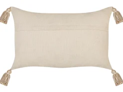 Almofada Decorativa Em Algodao Creme Com Padrao Geometrico 30 X 50 Cm Incana