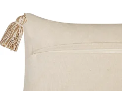 Almofada Decorativa Em Algodao Creme Com Padrao Geometrico 30 X 50 Cm Incana