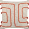 Almofada Decorativa Em Algodao Creme E Laranja Com Padrao Abstrato 45 X 45 Cm Pleione
