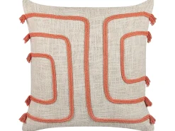 Almofada Decorativa Em Algodao Creme E Laranja Com Padrao Abstrato 45 X 45 Cm Pleione