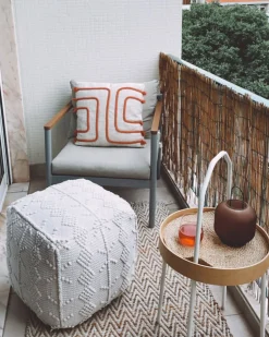 Almofada Decorativa Em Algodao Creme E Laranja Com Padrao Abstrato 45 X 45 Cm Pleione