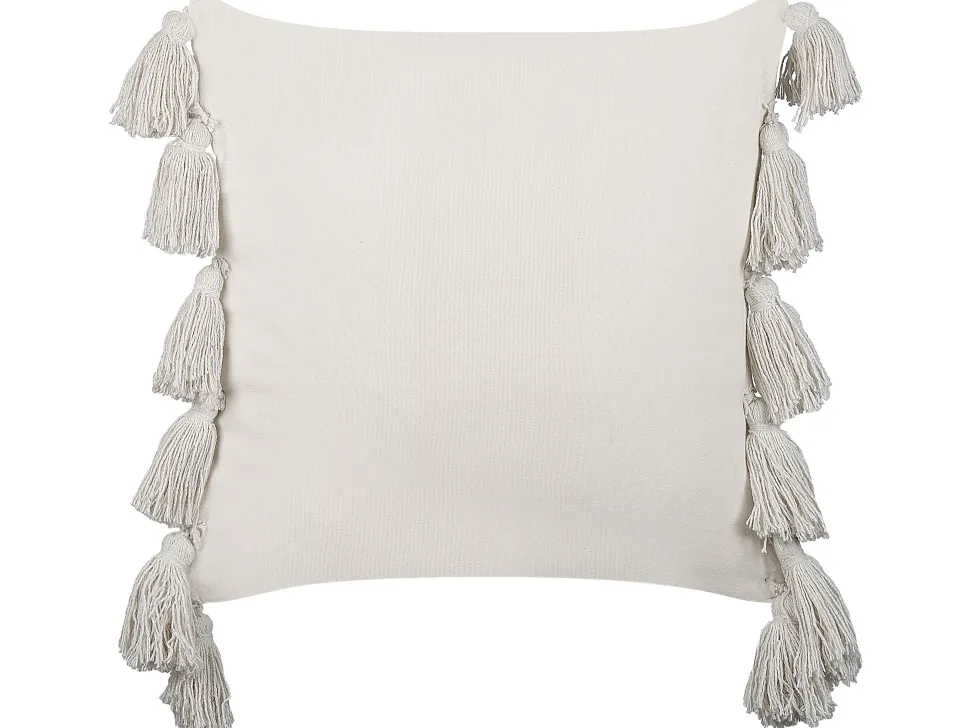 Almofada Decorativa Em Algodao Preto E Branco Com Borlas 45 X 45 Cm Rochea