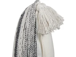 Almofada Decorativa Em Algodao Preto E Branco Com Borlas 45 X 45 Cm Rochea