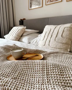 Almofada Decorativa Em Algodao Creme Com Padrao Abstrato 45 X 45 Cm Pleione