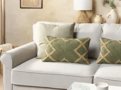 Almofada Decorativa Em Juta Verde Azeitona E Creme 30 X 50 Cm Gopi