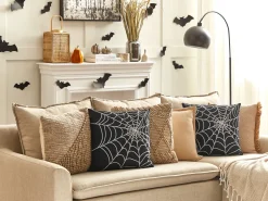 Almofada Decorativa Em Veludo Preto E Branco 45 X 45 Cm Lycoris