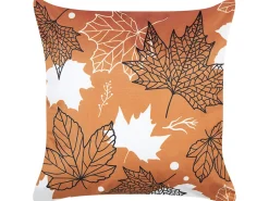Almofada Decorativa Em Veludo Laranja Com Padrao De Folha 45 X 45 Cm Poinsettia