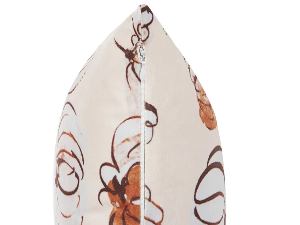 Almofada Decorativa Em Veludo Creme 45 X 45 Cm Cucurbita