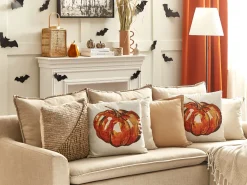 Almofada Decorativa Em Veludo Creme 45 X 45 Cm Curbita