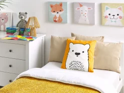 Almofada Decorativa Laranja Com Estampa De Urso 45 X 45 Cm Waranasi