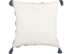 Almofada Decorativa Tufada Em Algodao Creme E Azul 45 X 45 Cm Jacaranda