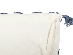 Almofada Decorativa Tufada Em Algodao Creme E Azul 45 X 45 Cm Jacaranda