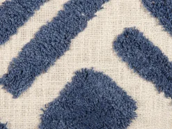 Almofada Decorativa Tufada Em Algodao Creme E Azul 45 X 45 Cm Jacaranda