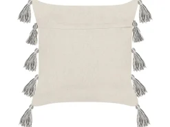 Almofada Decorativa Tufada Em Algodao Creme E Cinzenta 45 X 45 Cm Heliconia