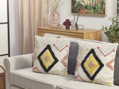 Almofada Decorativa Tufada Em Algodao Multicolor 45 X 45 Cm Solanum