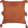 Almofada Decorativa Tufada Em Algodao Laranja 45 X 45 Cm Avium