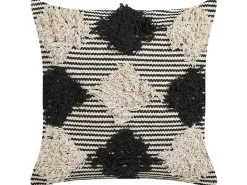 Almofada Decorativa Tufada Em Algodao Creme E Preto 50 X 50 Cm Bhusawal