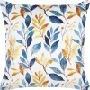 Almofada Em Veludo Amarelo E Azul Com Padrao De Folha 45 X 45 Cm Cattleya