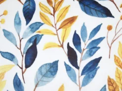 Almofada Em Veludo Amarelo E Azul Com Padrao De Folha 45 X 45 Cm Cattleya