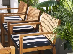 Almofada Para Cadeira De Jardim Azul Marinho E Branco Sassari