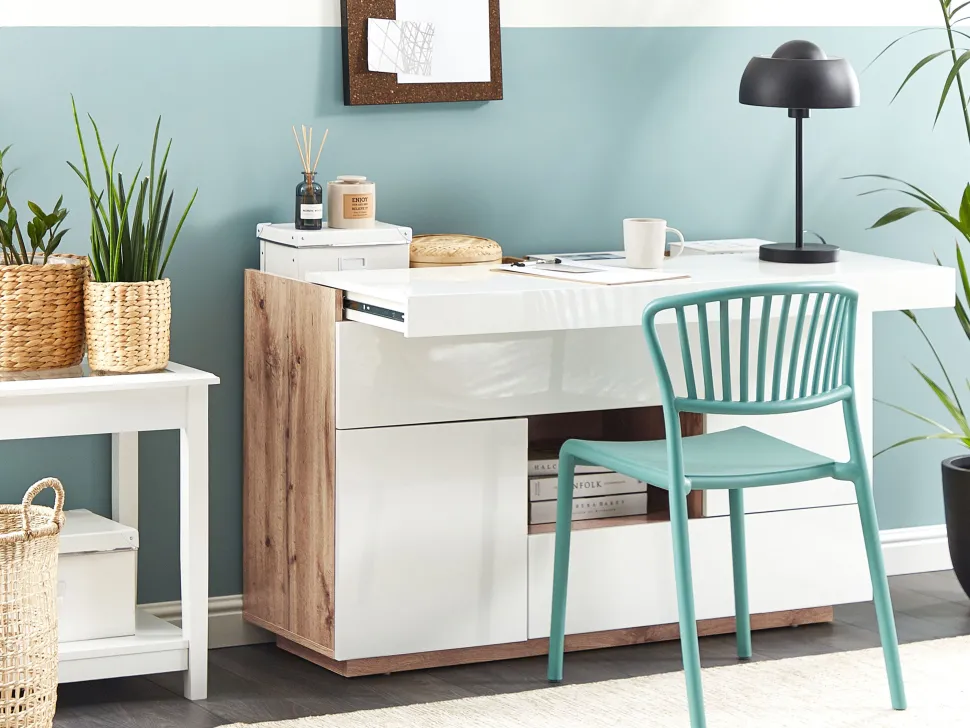 Aparador / Secretaria De Escritorio Branco Goran