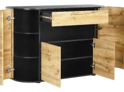 Aparador Com 1 Gaveta E 4 Portas Cor De Madeira Clara E Preto Jerome