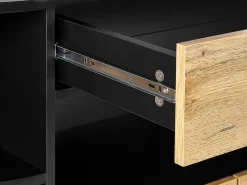 Aparador Com 1 Gaveta E 4 Portas Cor De Madeira Clara E Preto Jerome