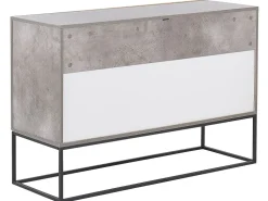 Aparador Com 3 Gavetas E 1 Porta Em Efeito De Concreto E Cor De Madeira Clara Arietta