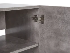 Aparador Com 3 Gavetas E 1 Porta Em Efeito De Concreto E Cor De Madeira Clara Arietta