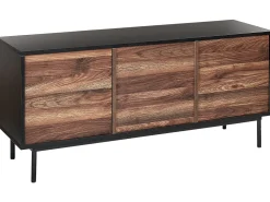 Aparador Com 2 Gavetas E 2 Portas Em Madeira Escura E Preto Okland