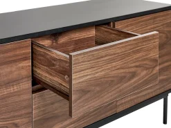 Aparador Com 2 Gavetas E 2 Portas Em Madeira Escura E Preto Okland