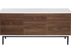 Aparador Com 2 Gavetas E 2 Portas Em Madeira Escura E Branco Okland