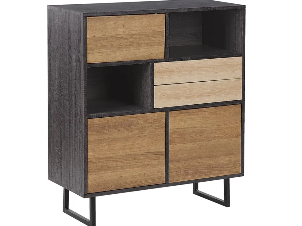 Aparador Com 2 Gavetas E 3 Portas Cor De Madeira Escura Maine