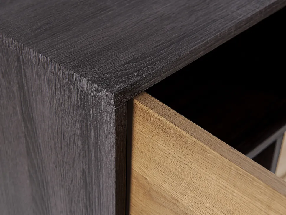 Aparador Com 2 Gavetas E 3 Portas Cor De Madeira Escura Maine