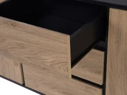 Aparador Com 3 Gavetas E 2 Portas Cor De Madeira Escura Blackpool