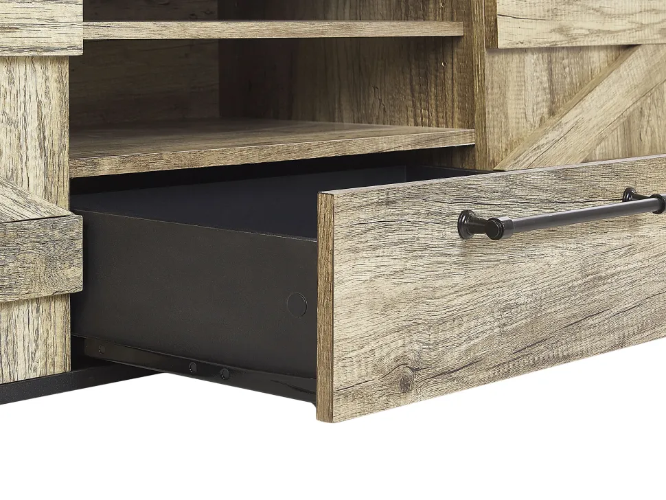 Aparador Com 2 Gavetas E 2 Portas Castanho Claro E Preto Salter