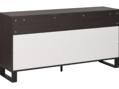 Aparador Com 3 Gavetas E 2 Portas Cor De Madeira Clara E Preto Elda