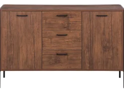 Aparador Com 3 Gavetas E 2 Portas Castanho Escuro E Preto Tifton