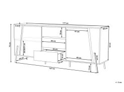 Aparador Com 3 Gavetas E 2 Portas Em Efeito De Concreto E Preto Blackpool
