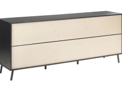 Aparador Com 3 Gavetas E 2 Portas Em Efeito De Concreto E Preto Blackpool