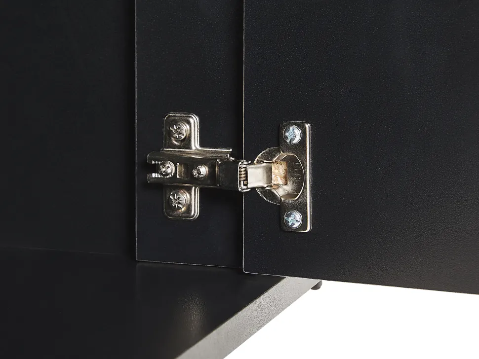 Aparador Com 3 Gavetas E 2 Portas Em Efeito De Concreto E Preto Blackpool