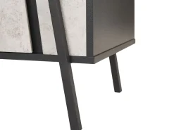 Aparador Com 3 Gavetas E 2 Portas Em Efeito De Concreto E Preto Blackpool