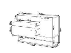 Aparador Com 3 Gavetas E 1 Porta Cor De Madeira Clara Arietta