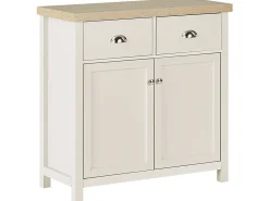 Aparador Com 2 Gavetas E 2 Creme E Cor De Madeira Clara Clio