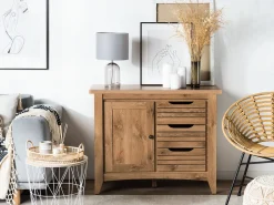 Aparador Com 3 Gavetas E 1 Porta Cor De Madeira Clara Agora