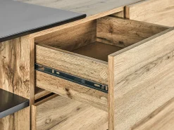 Aparador Com 3 Gavetas E 2 Portas Cor De Madeira Clara E Preto Fiora