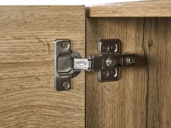 Aparador Com 3 Gavetas E 2 Portas Cor De Madeira Clara E Preto Fiora